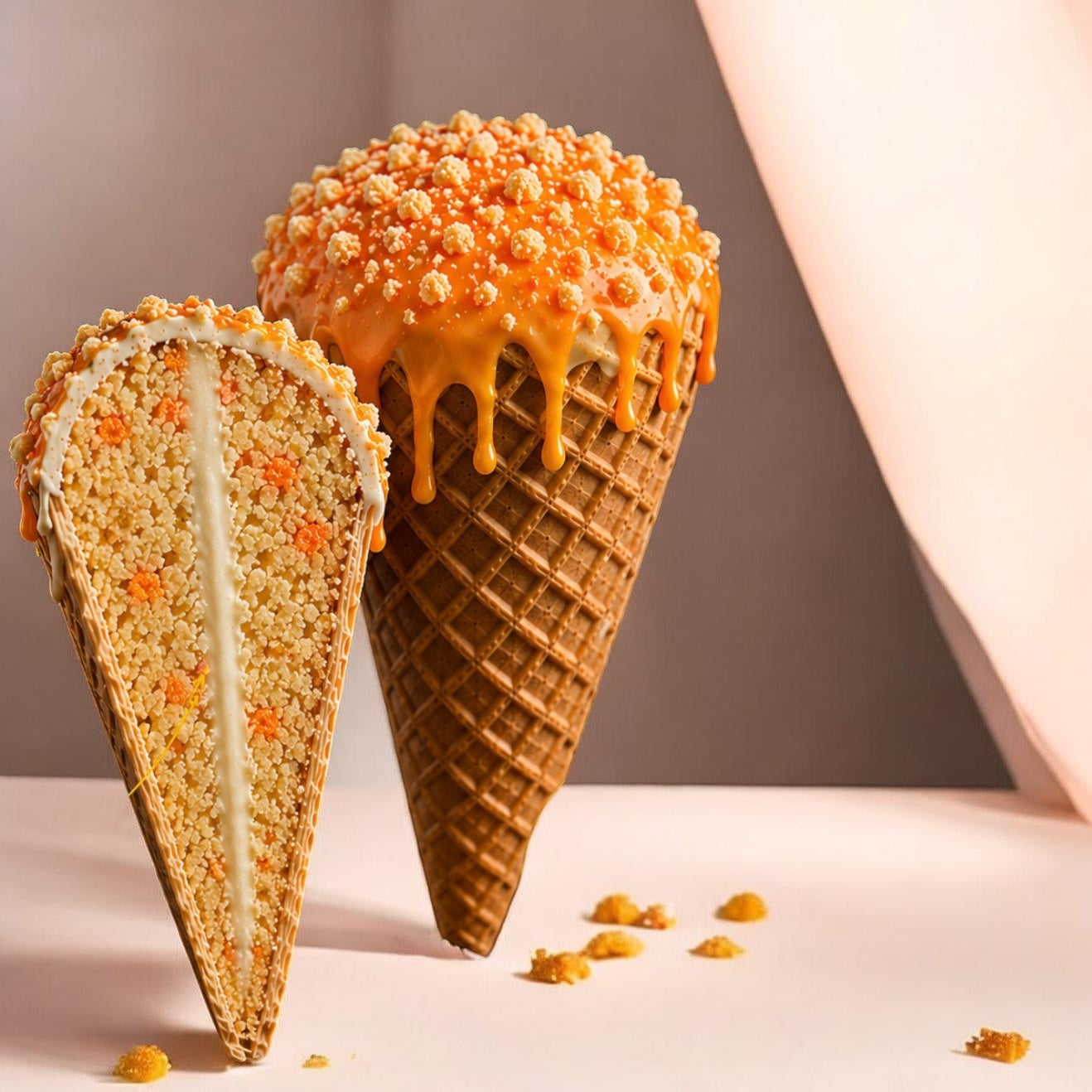 Orange & Cream Cake Cone